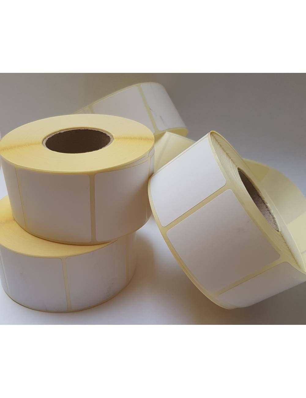 Etykieta termotransferowa papierowa w rozmiarze 50 na 14 mm.